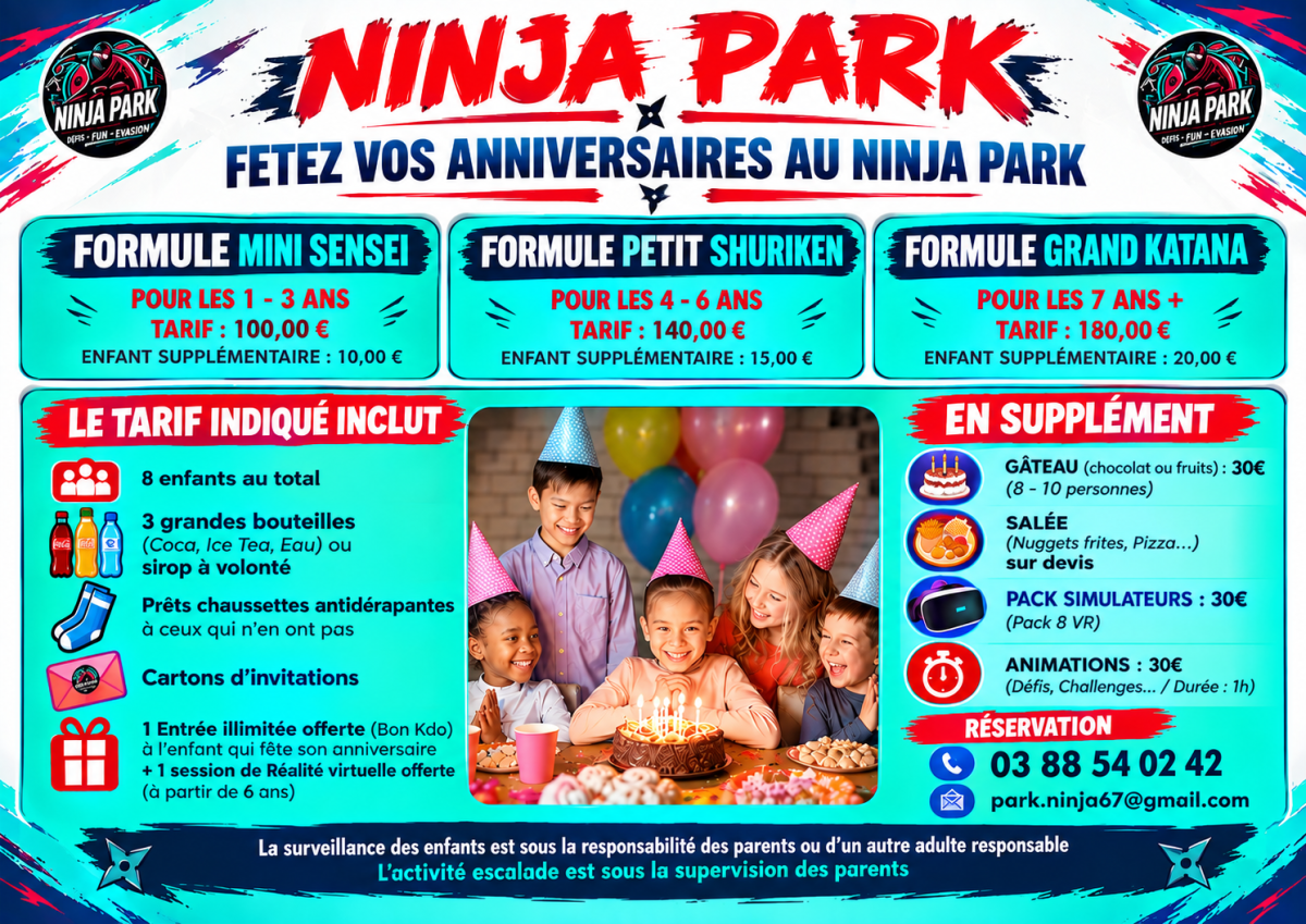 F&ecirc;tez votre anniversaire au Ninja Park d'Oberhoffen